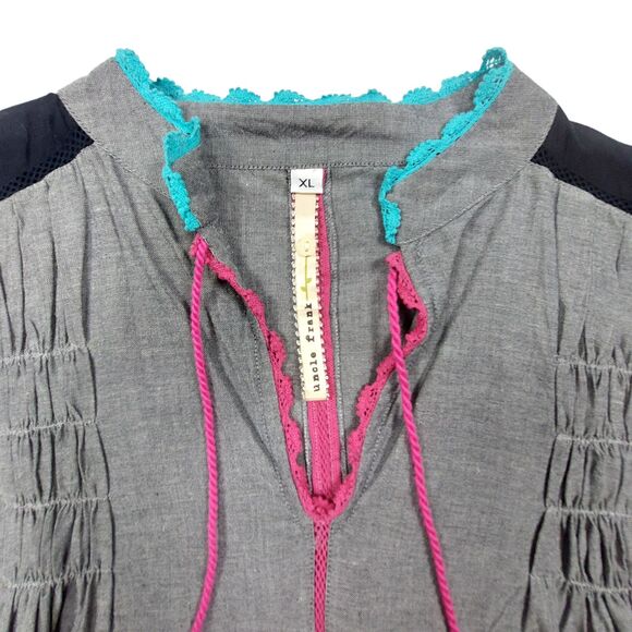 Anthropologie Gray Dress with Pink and Yellow Accents - Picture 7 of 12